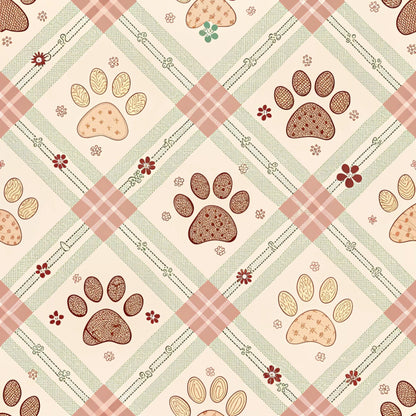 Puppy Prints Pattern 15 Minky Fabric