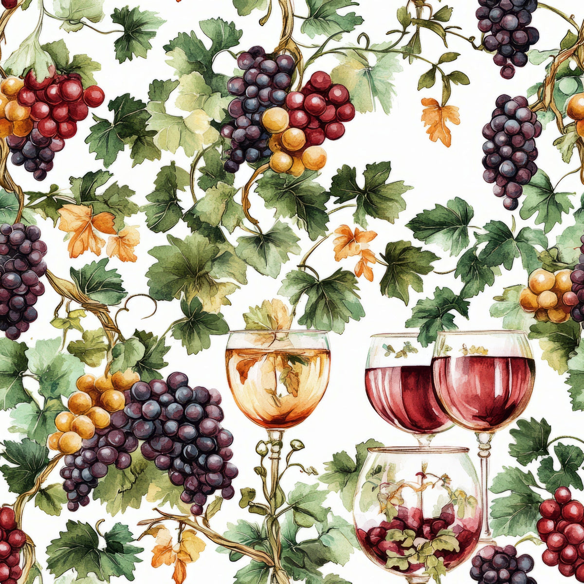 Grapes and Goblets Pattern 20 Minky Fabric