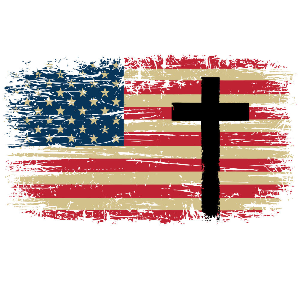 American Flag with Cross Fabric Panel 1