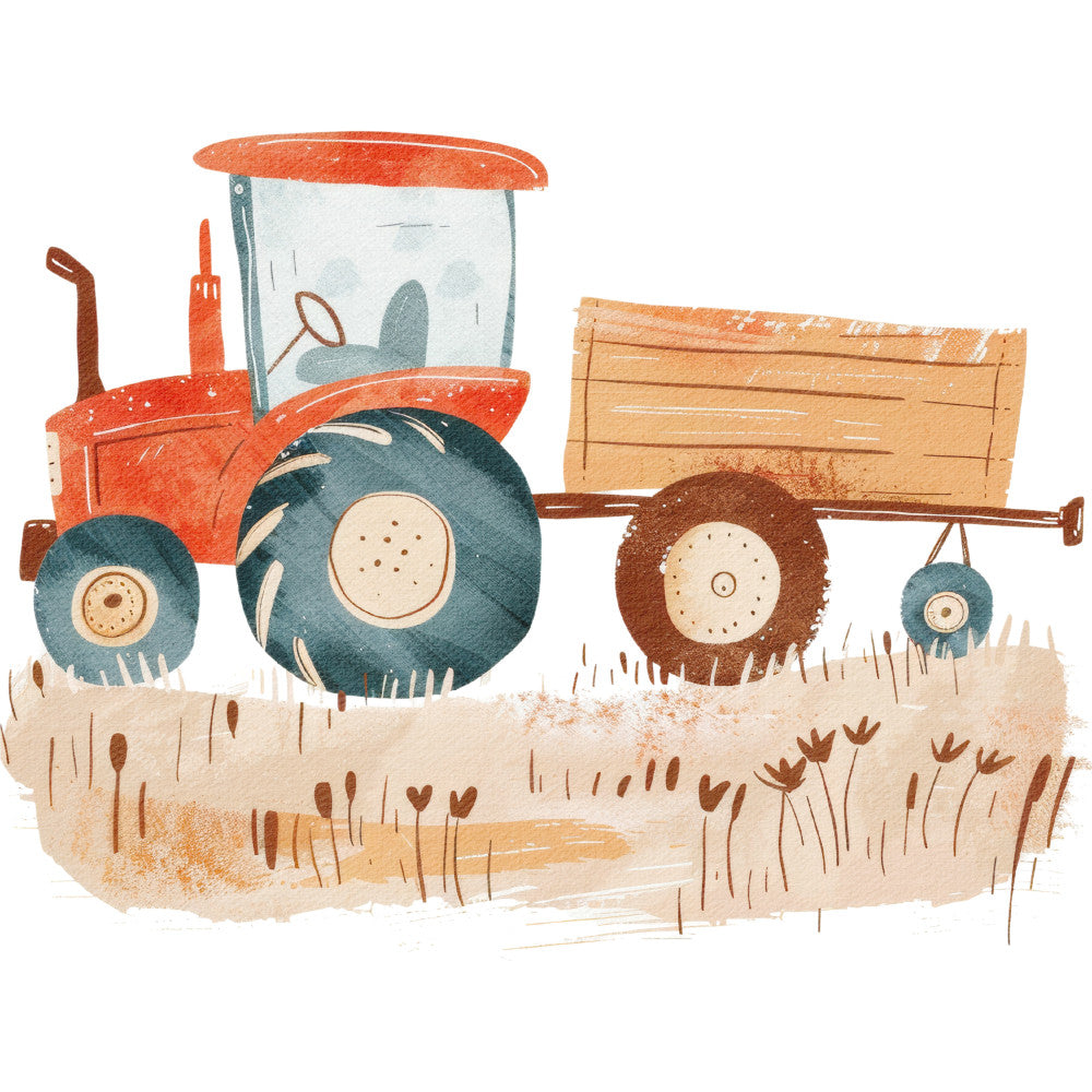 Watercolor Farm Fabric Panel 30