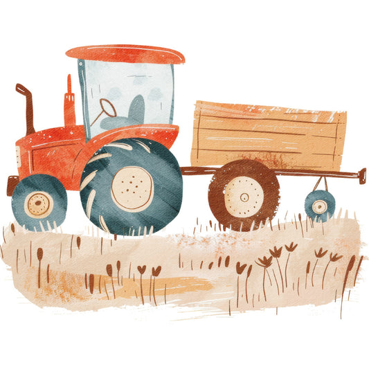 Watercolor Farm Fabric Panel 30