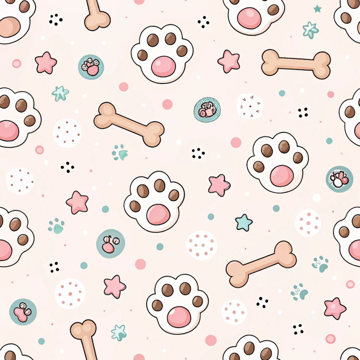 Puppy Prints Pattern 1 Minky Fabric