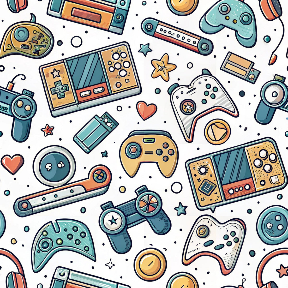 Joystick Doodles Pattern 9 Minky Fabric