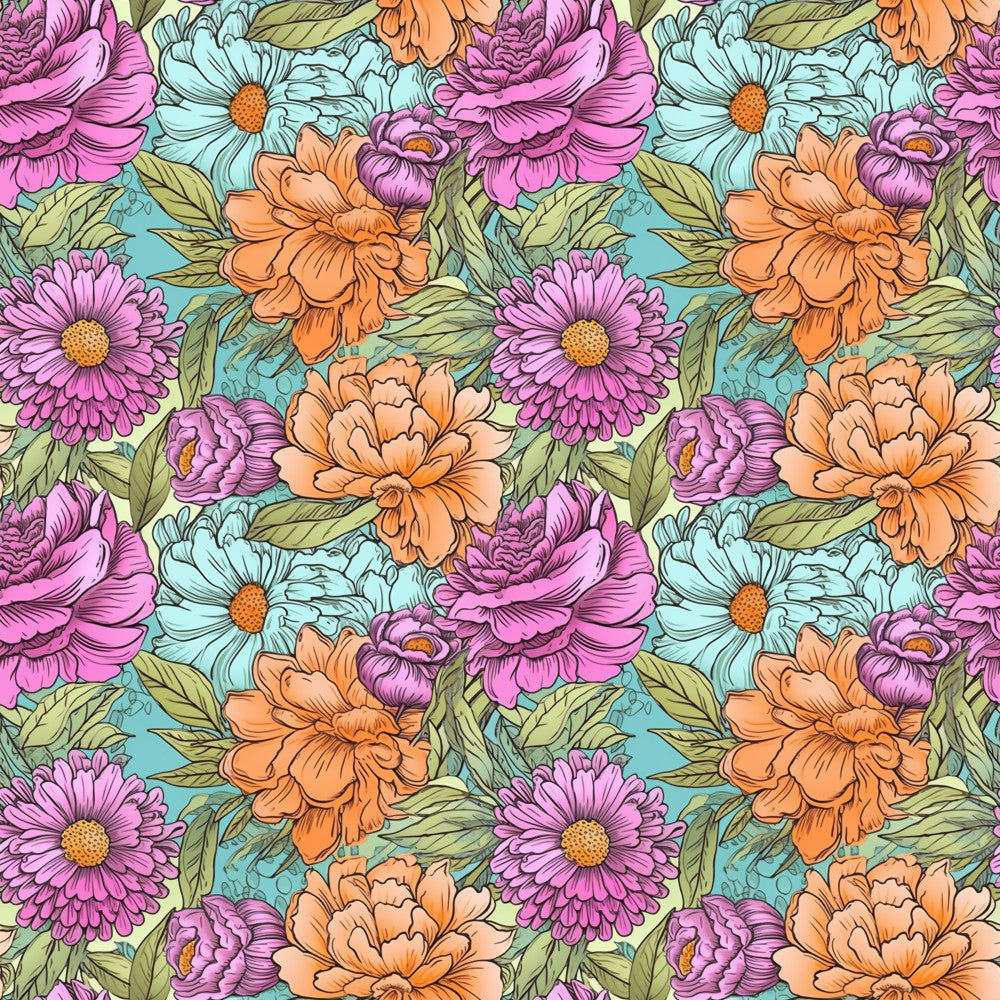Tangerine Teal Reverie Pattern 6 Minky Fabric