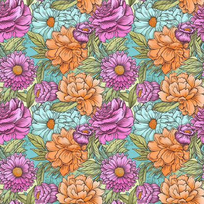 Tangerine Teal Reverie Pattern 6 Minky Fabric