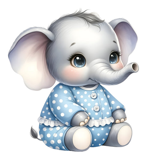 Baby Boy Elephant Fabric Panel 37