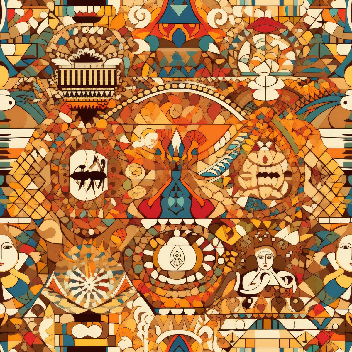 Terracotta Tesserae Pattern 13 Minky Fabric