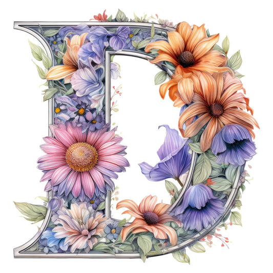 Alphabet Flowers Fabric Panel 21