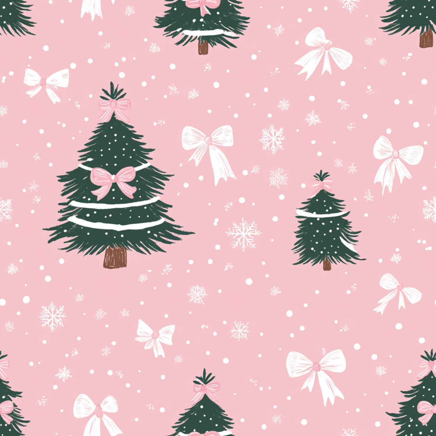 Sweet Pink Christmas Pattern 1 Quilting Cotton Fabric
