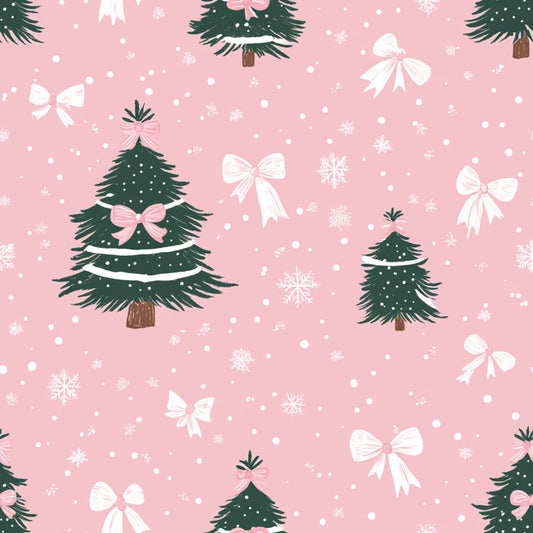 Sweet Pink Christmas Pattern 1 Quilting Cotton Fabric