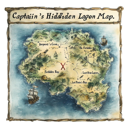 Pirate Treasure Map Fabric Panel 16