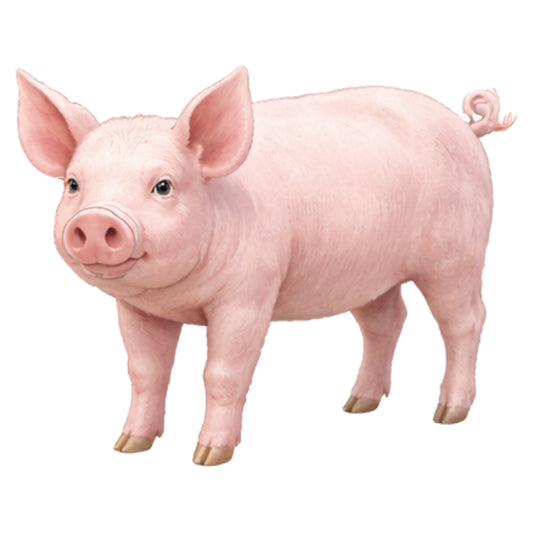 pig, farm animal, farmhouse, pastel pink, blush pink, light pink, whimsical, cute, children, kids, baby, barnyard, rural, country, livestock, agricultural, gentle, friendly, nursery, baby quilt, wall hanging, adorable, sweet, playful, spring, summer, domestic animals, animal portrait, realistic illustration