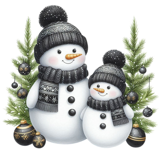 Black Hat Snowmen Fabric Panel 21