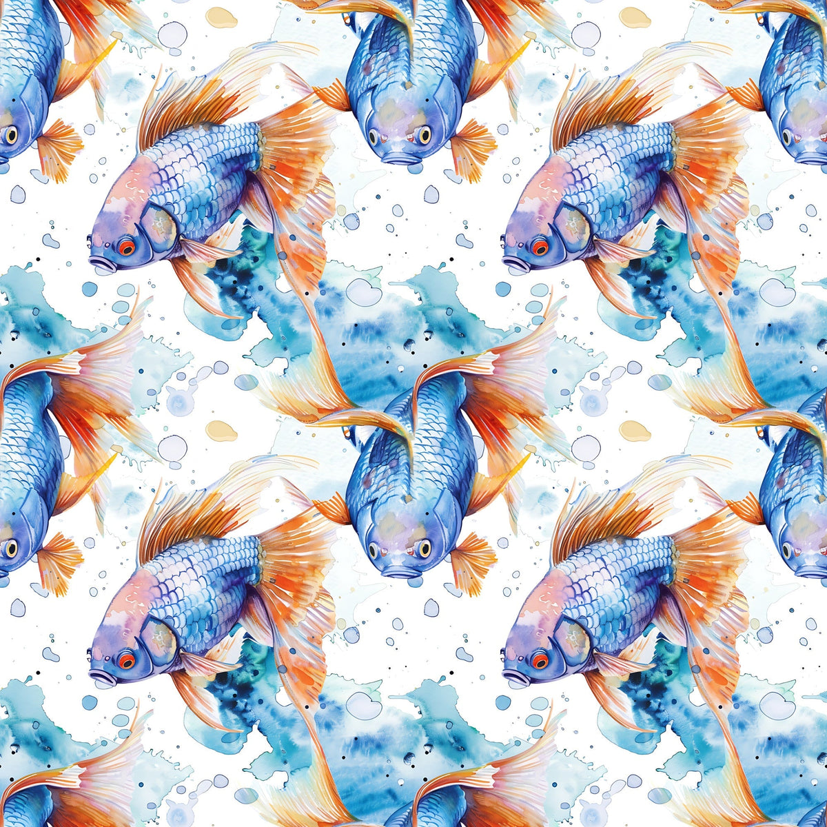 Painted Koi Pattern 10 Minky Fabric