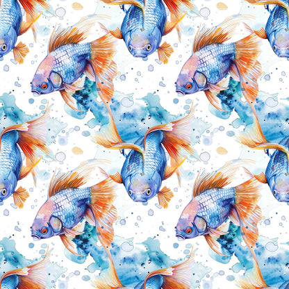 Painted Koi Pattern 10 Minky Fabric