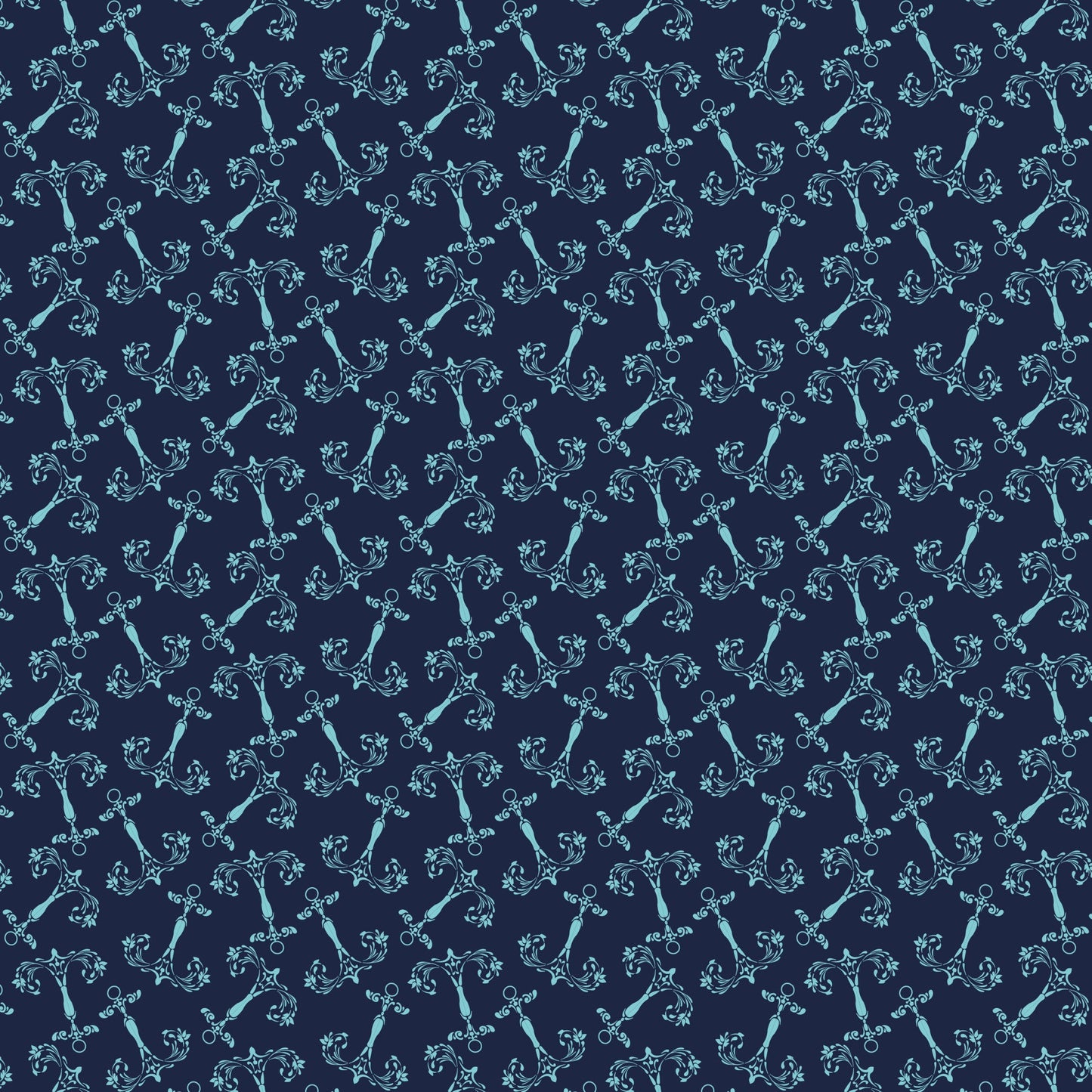 Navy Nautical Sea Pattern 8 Quilting Cotton Fabric