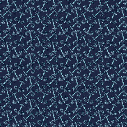 Navy Nautical Sea Pattern 8 Quilting Cotton Fabric
