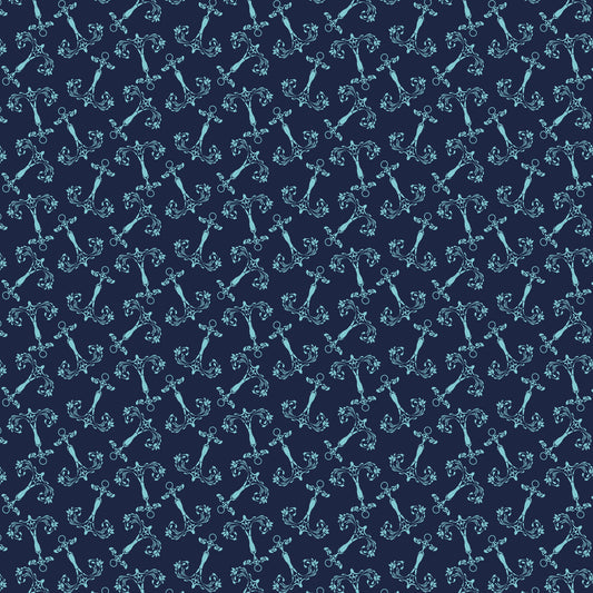 Navy Nautical Sea Pattern 8 Quilting Cotton Fabric