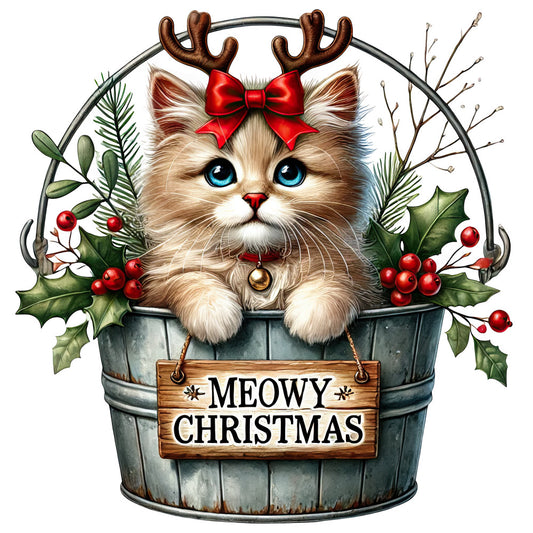 Meowy Christmas Fabric Panel 10