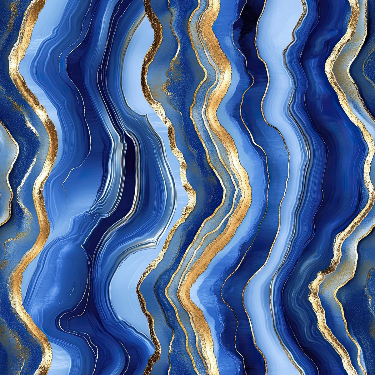 Royal Blue and Gold Agate Pattern 7 Minky Fabric