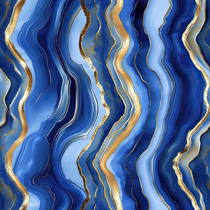 Royal Blue and Gold Agate Pattern 7 Minky Fabric