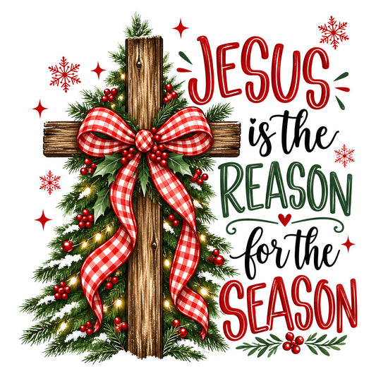 christmas, religious, jesus, cross, faith, spiritual, holiday, red, green, cream, white, gold, plaid, gingham, checked, rustic, traditional, festive, seasonal, winter, nativity, scripture, inspirational, hearts, evergreen, berries, bows, ribbons, elegant