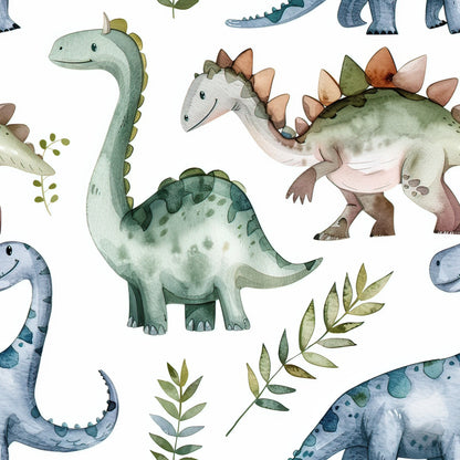 Watercolor Dinosaurs Pattern 12 Quilting Cotton Fabric