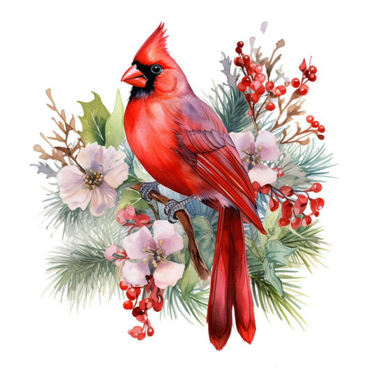 Cardinals on Flowers Fabric Panel 5