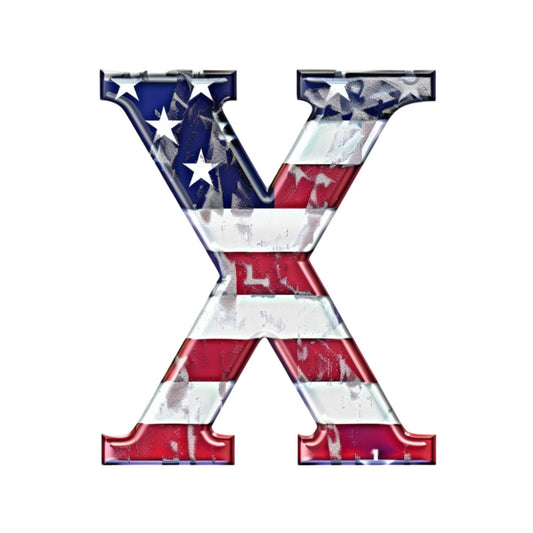 Grunge American Flag Alphabet Fabric Panel 5