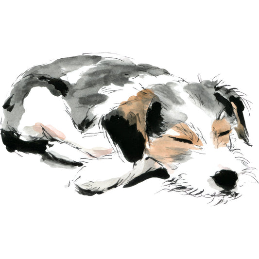 Handdrawn Doodle Dog Fabric Panel 9