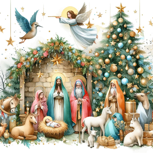 Detailed Christmas Nativity Scene Fabric Panel 23