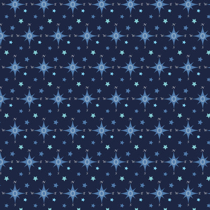 Navy Nautical Sea Pattern 14 Quilting Cotton Fabric