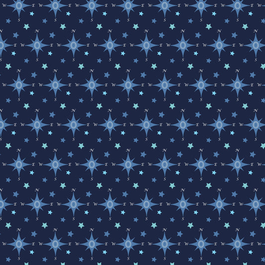 Navy Nautical Sea Pattern 14 Quilting Cotton Fabric