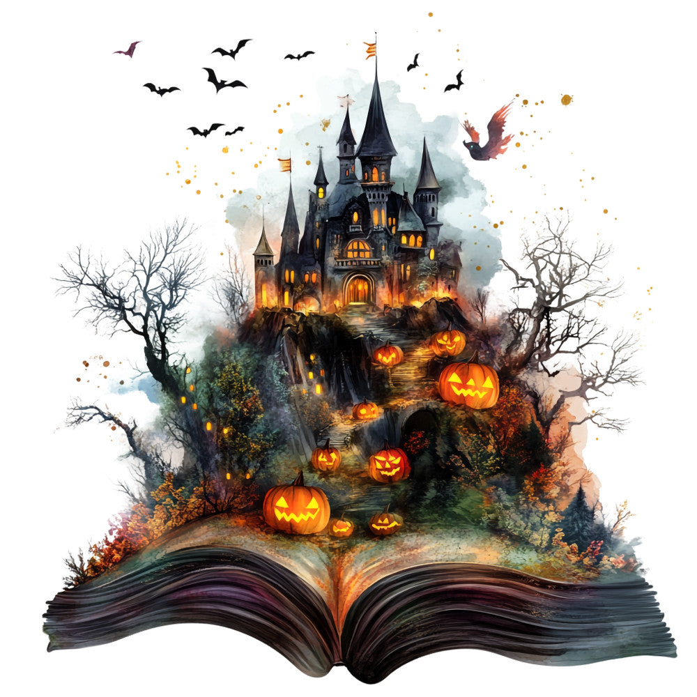 Halloween Books Fabric Panel 11