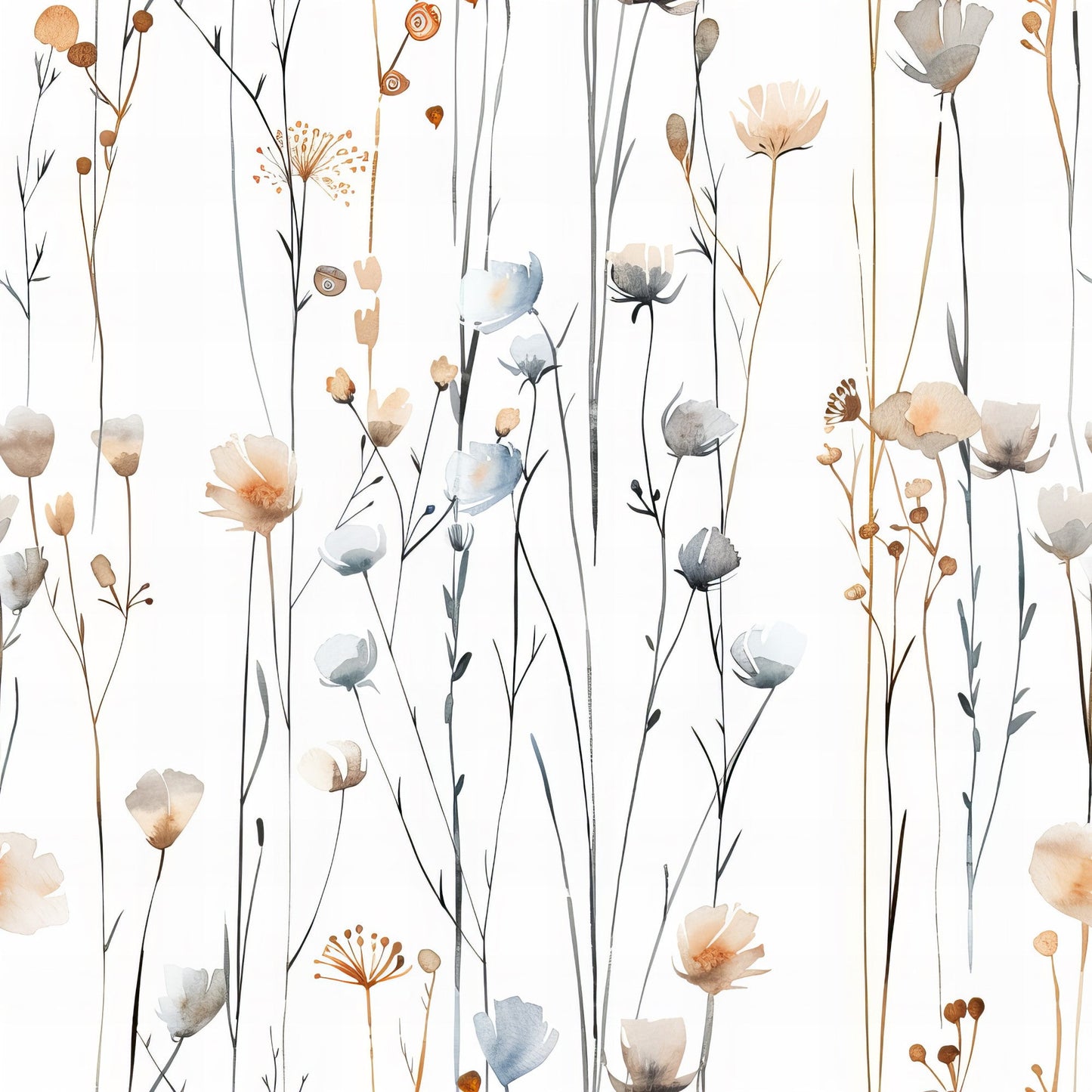 Handdrawn Meadow Wildflowers Pattern 8 Quilting Cotton Fabric
