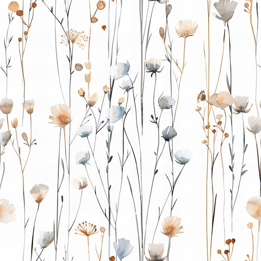 Handdrawn Meadow Wildflowers Pattern 8 Quilting Cotton Fabric
