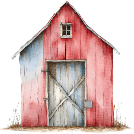 Watercolor Farm Fabric Panel 34