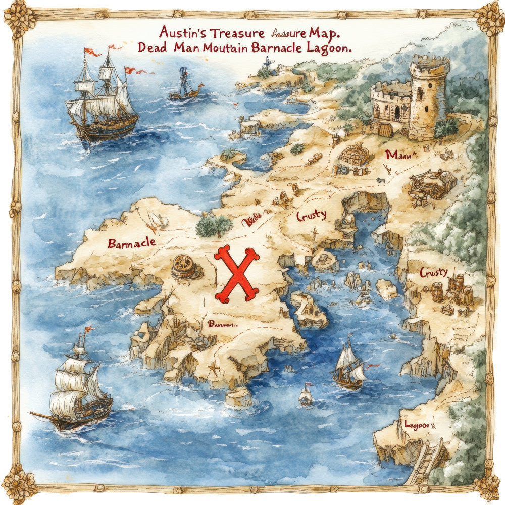 Pirate Treasure Map Fabric Panel 6