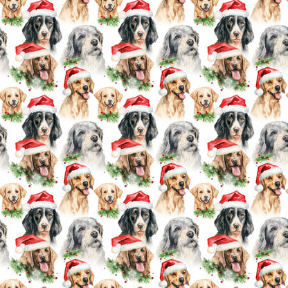 Watercolor Christmas Dog Breeds Pattern 1 Quilting Cotton Fabric