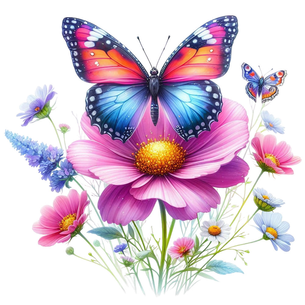 Spring Flowers and Butterflies Fabric Panel 19
