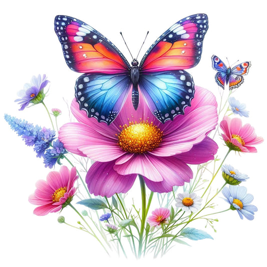 Spring Flowers and Butterflies Fabric Panel 19