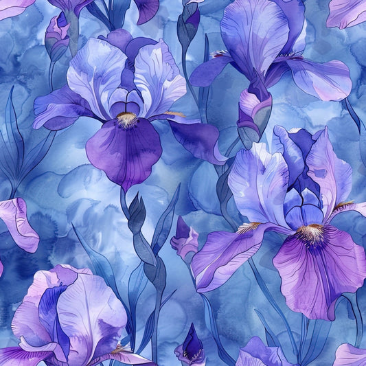 Iris Bloom Floral Pattern 5 Quilting Cotton Fabric
