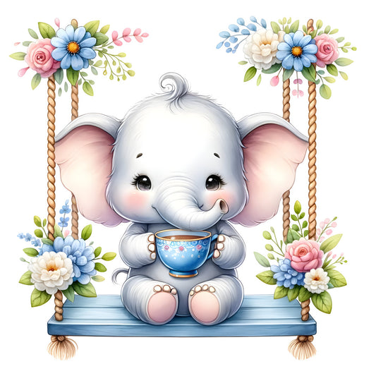 Baby Boy Elephant Fabric Panel 46