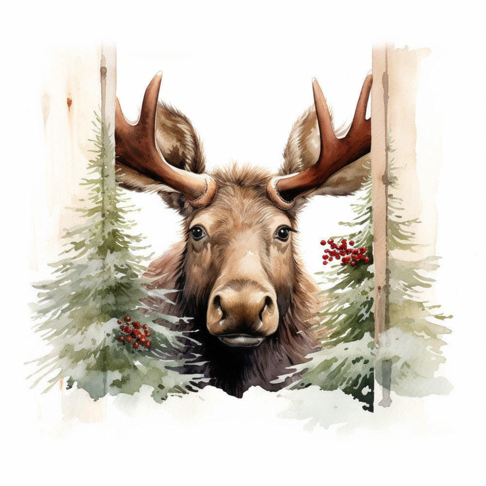 Peeking Moose Fabric Panel 1