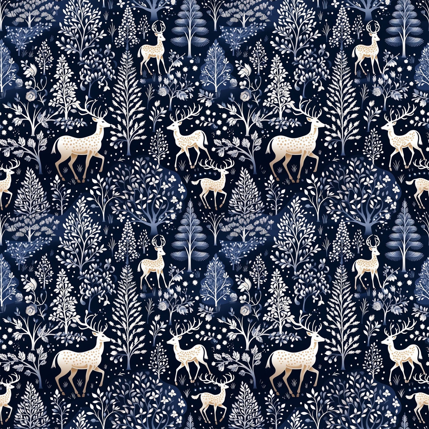 Delft Blue Winter Pattern 12 Quilting Cotton Fabric