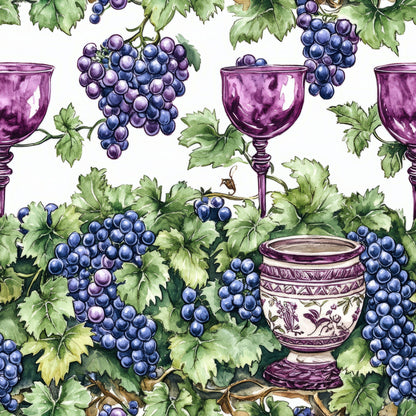 Grapes and Goblets Pattern 5 Minky Fabric