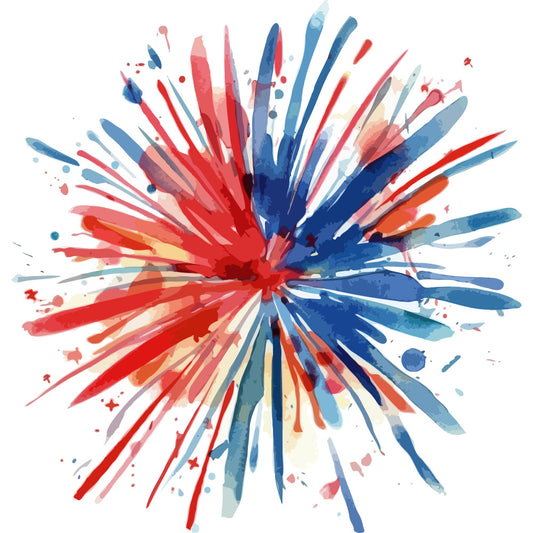 Watercolor 4th of July Fabric Panel 9
