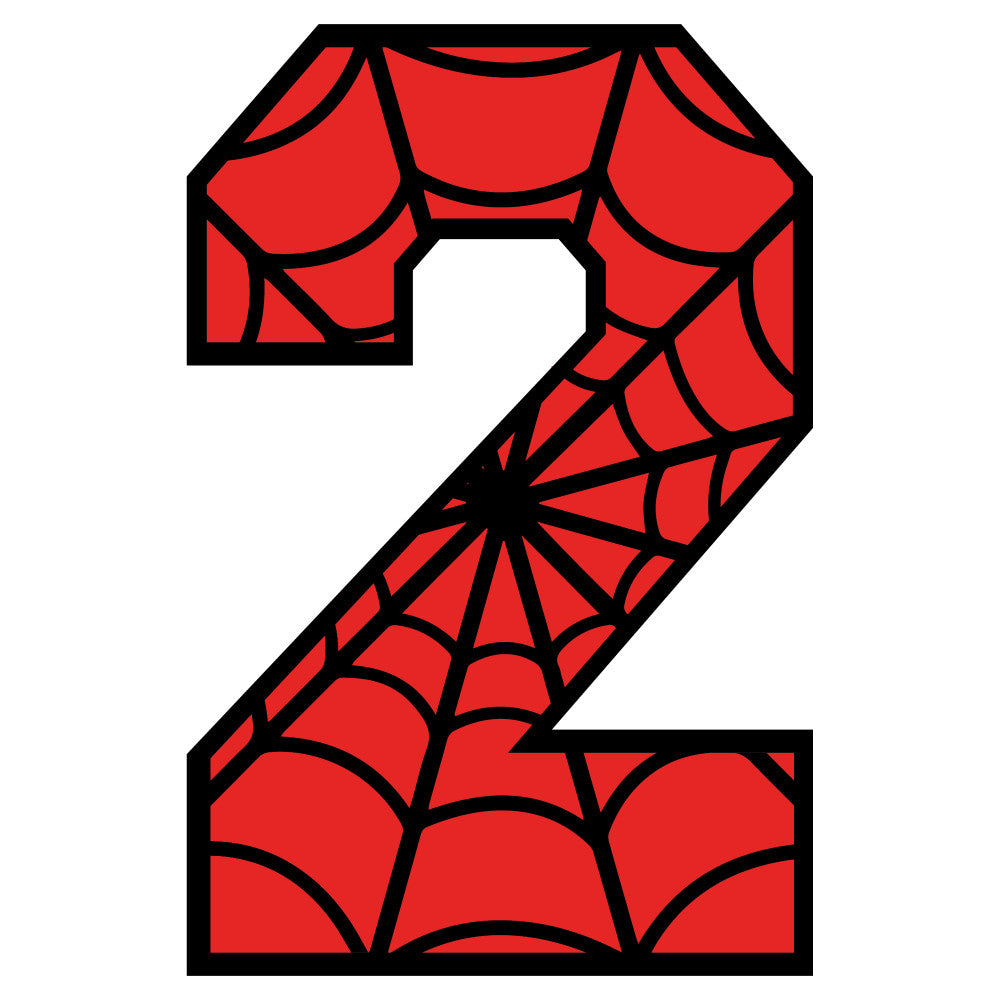 red, black, spider web, number two, alphabet, superhero theme, comic book style, children's fabric, quilting panel, cotton fabric, educational, numerals, web pattern, bright red, bold graphics, learning theme, playful design, kids decor, fabric crafting, sewing project
