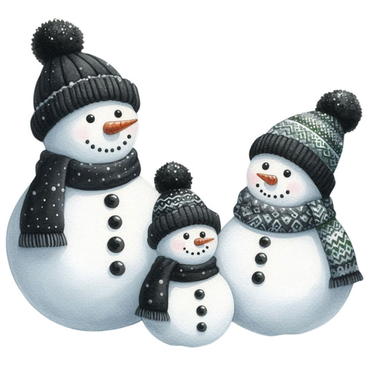 Black Hat Snowmen Fabric Panel 22