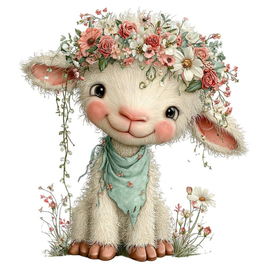 cream, blush pink, coral pink, sage green, dusty rose, soft peach, woodland animal, llama, alpaca, floral, whimsical, cute, adorable, spring, summer, botanical, roses, daisies, flower crown, garland, nature themed, farmhouse, cottage core, romantic, gentle, pastel, baby quilt, nursery, children's, sweet